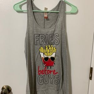 No Boundaries Gray Fries Before Guys Racer Back Tank Top